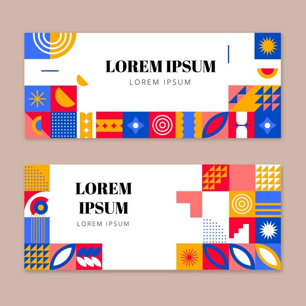 Flat mosaic horizontal banners