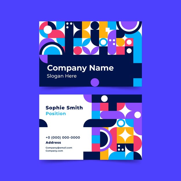 Flat mosaic horizontal business card template