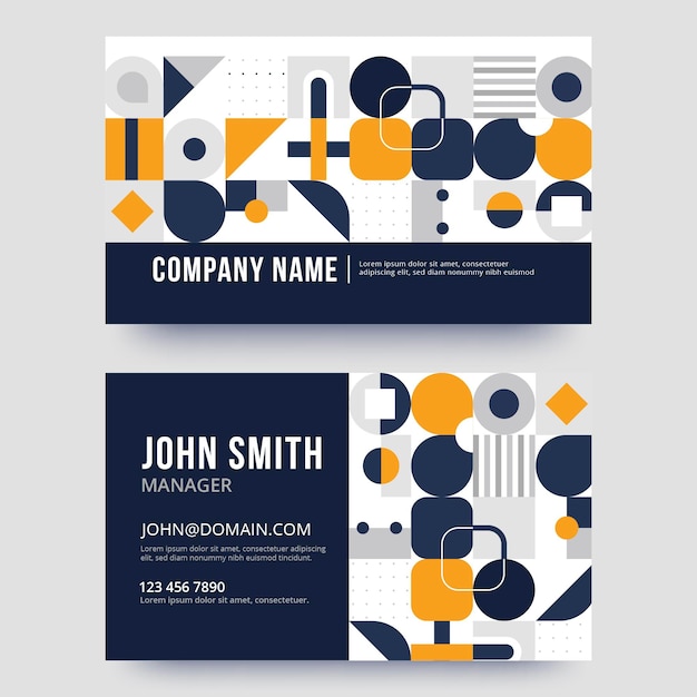 Flat mosaic horizontal business card template