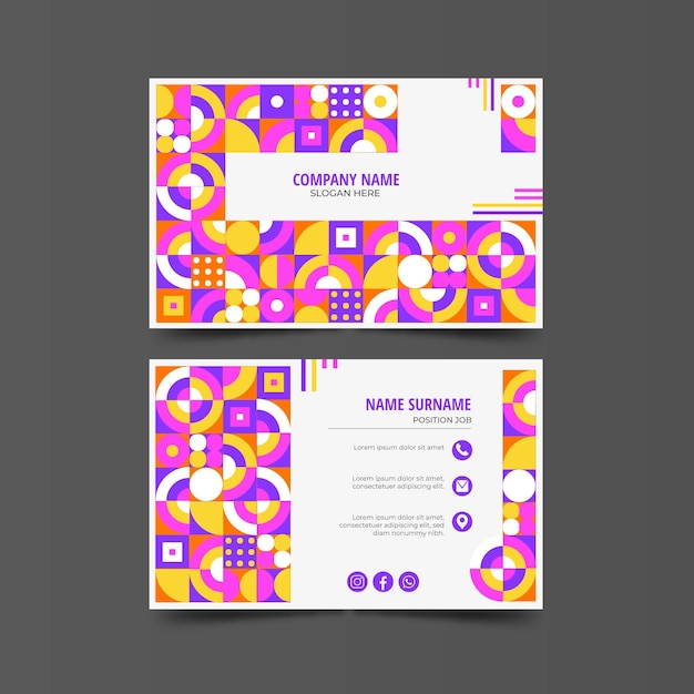 Free Vector flat mosaic horizontal business card template