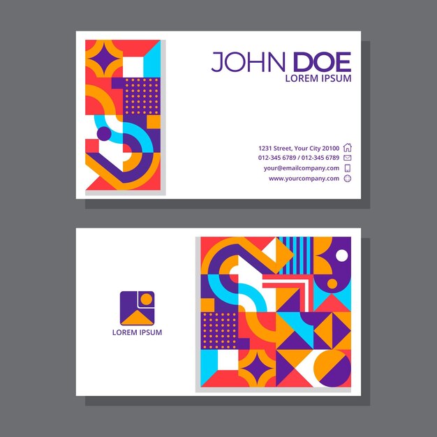 Flat mosaic horizontal business card template