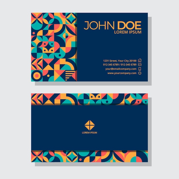 Flat mosaic horizontal business card template