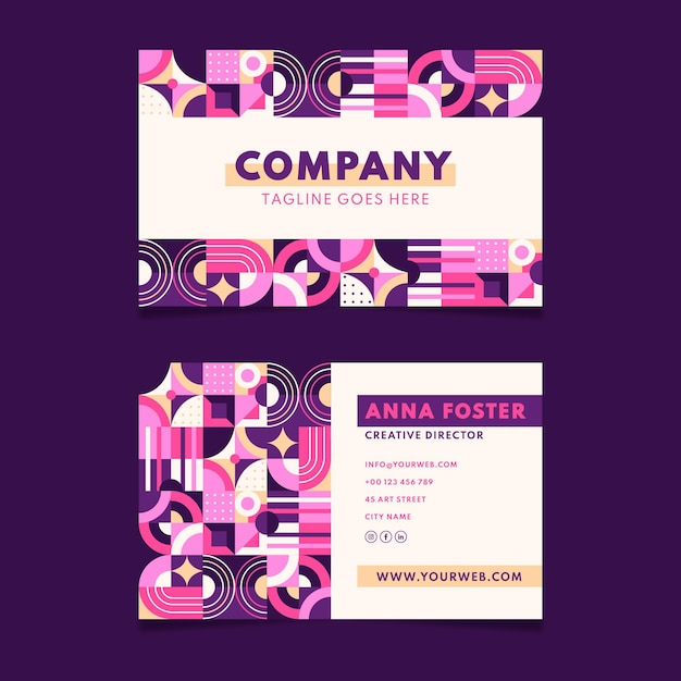 Free Vector flat mosaic horizontal business card template