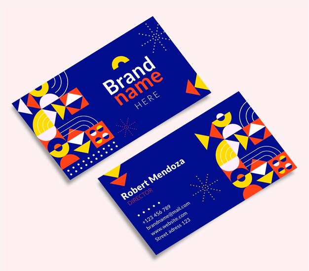 Flat mosaic horizontal business card template