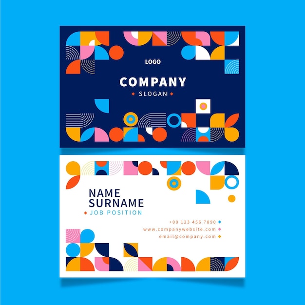 Flat mosaic horizontal business card template