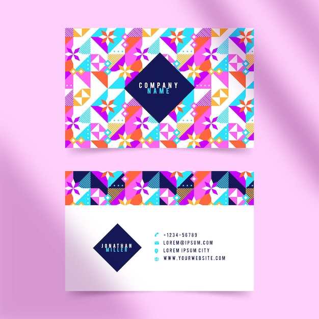 Free Vector flat mosaic horizontal business card template