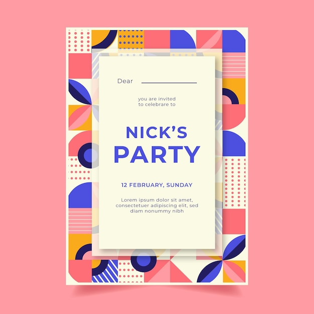 Flat mosaic invitation template