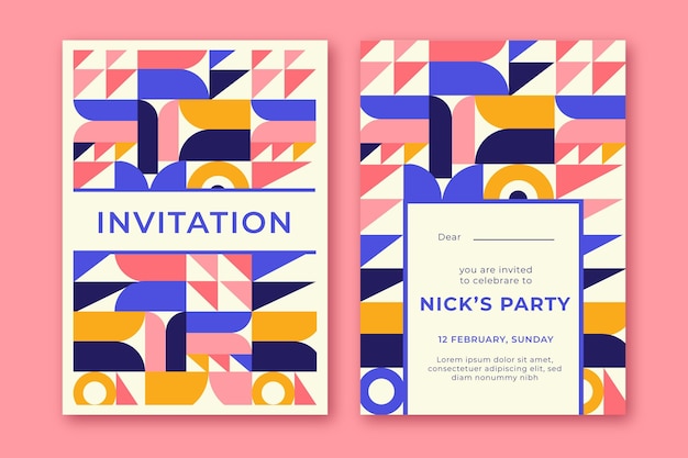 Flat mosaic invitation template