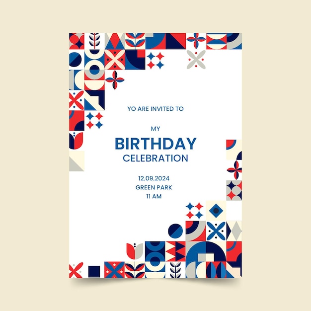 Flat mosaic invitation template