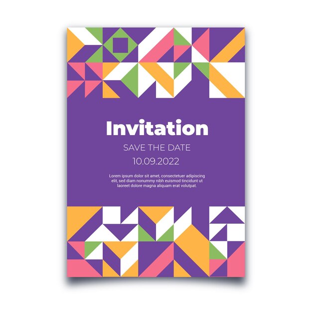 Flat mosaic invitation template