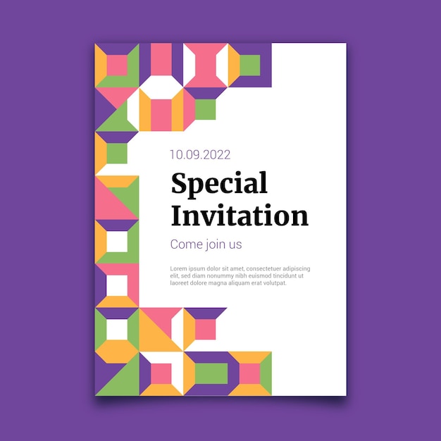 Flat mosaic invitation template