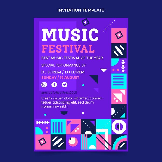 Flat mosaic music festival invitation