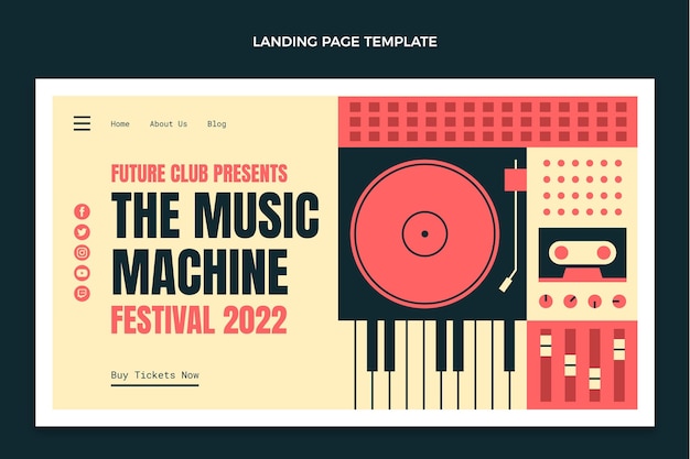 Flat mosaic music festival landing page