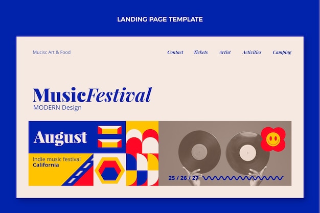 Flat mosaic music festival landing page