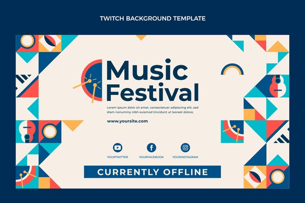 Flat mosaic music festival twitch background