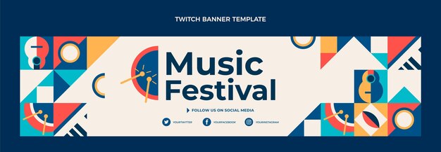 Flat mosaic music festival twitch banner