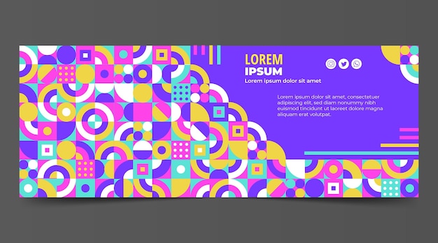 Free Vector flat mosaic social media cover template