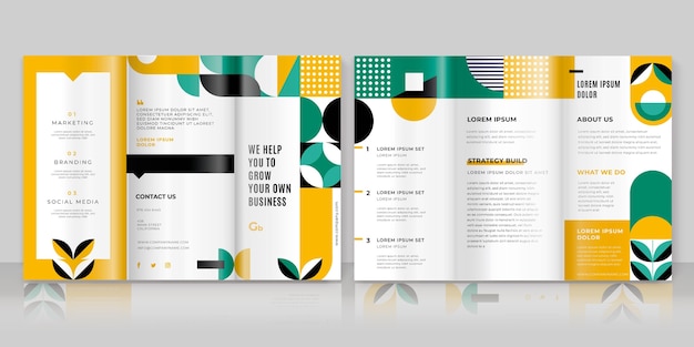 Free vector flat mosaic trifold brochure template