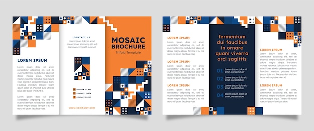 Flat mosaic trifold brochure template