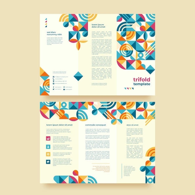 Flat mosaic trifold brochure template