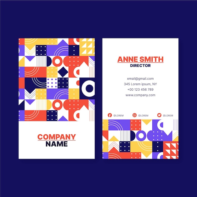 Free Vector flat mosaic vertical business card template