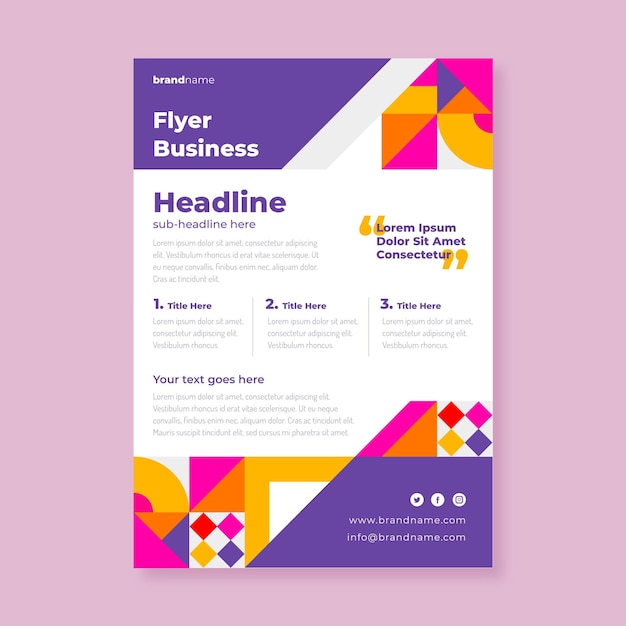 Flat mosaic vertical flyer template