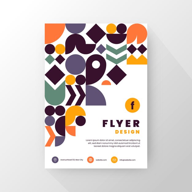 Flat mosaic vertical flyer template