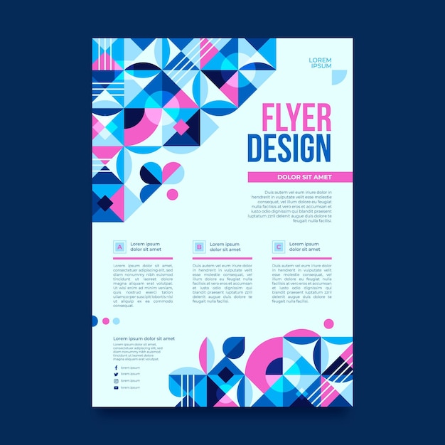 Flat mosaic vertical flyer template