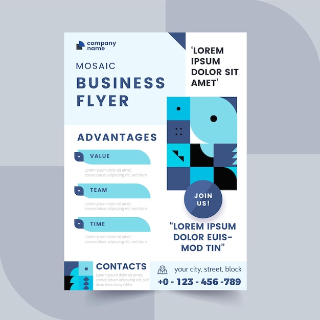 Free vector flat mosaic vertical flyer template