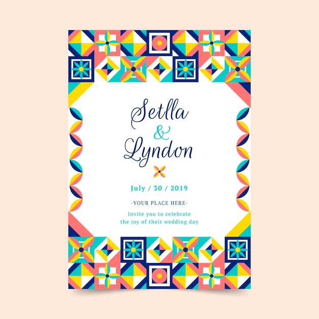 Flat mosaic vertical invitation template