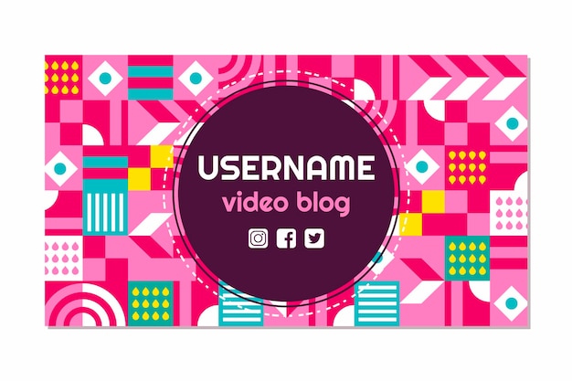 Free Vector flat mosaic youtube channel art template