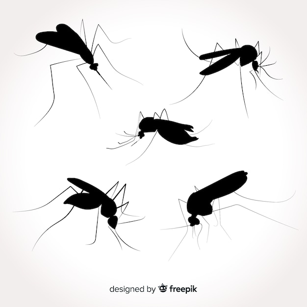 Free vector flat mosquito silhouette pack