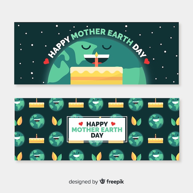 Flat mother earth day banner 