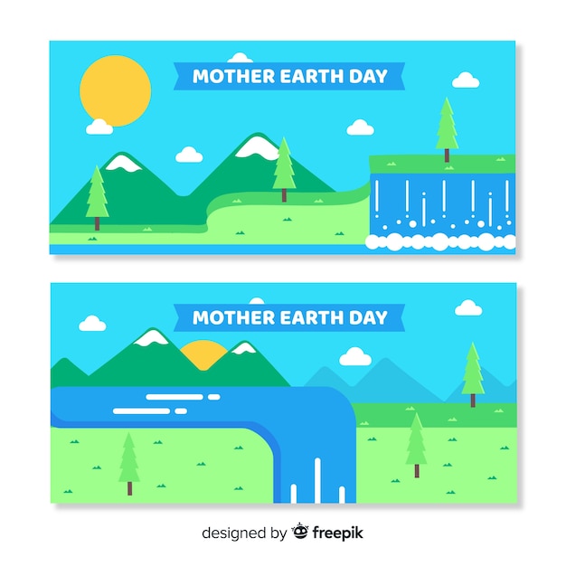 Flat mother earth day banner 