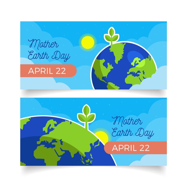 Flat mother earth day banner