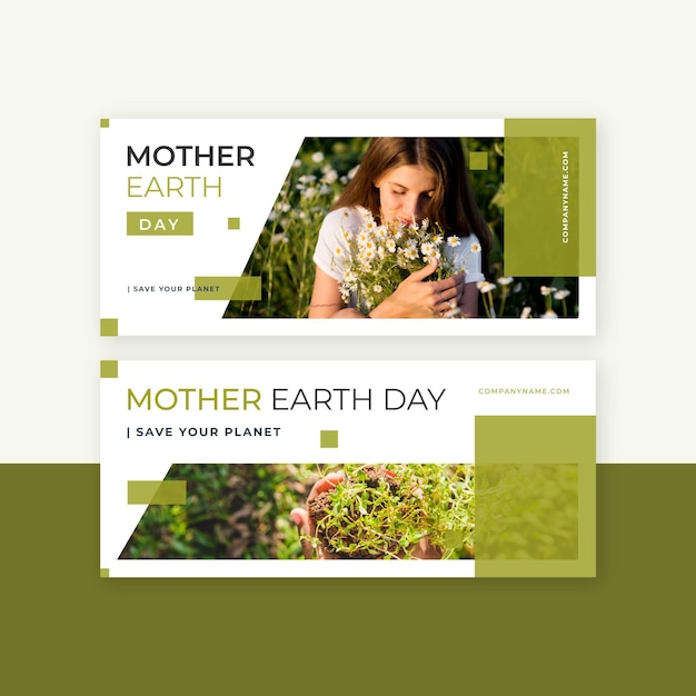 Free Vector flat mother earth day banners with photo