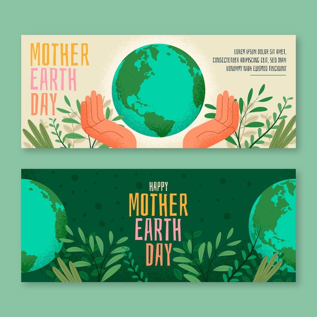 Free Vector flat mother earth day horizontal banners