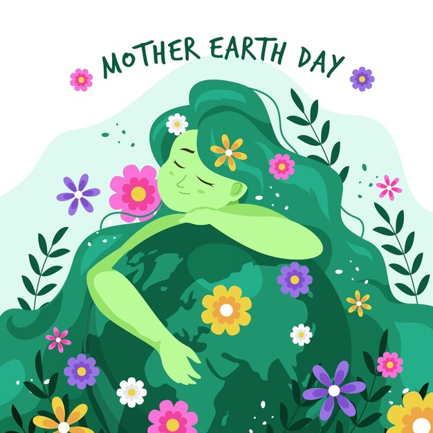 Flat mother earth day illustration