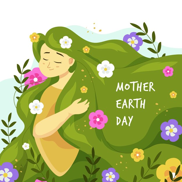 Flat mother earth day illustration