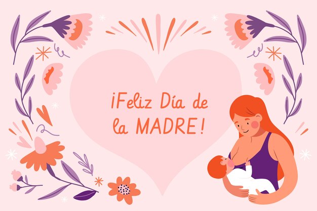 Flat mother's day background in spanish