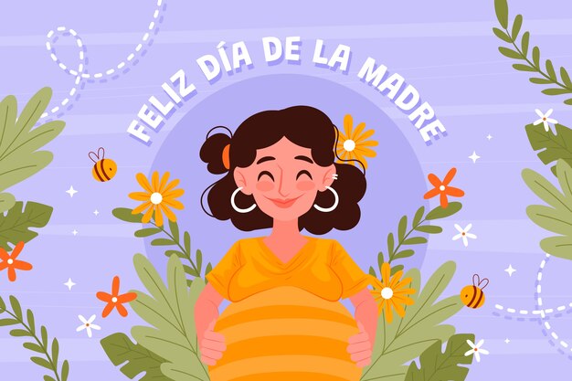 Flat mother's day background in spanish