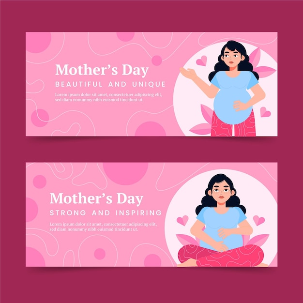 Flat mother's day banners set