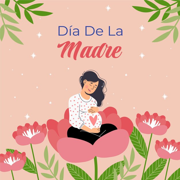 Flat mother's day illustration in spanish