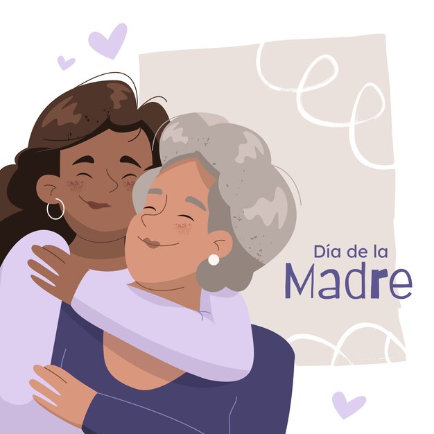 Flat mother's day illustration in spanish