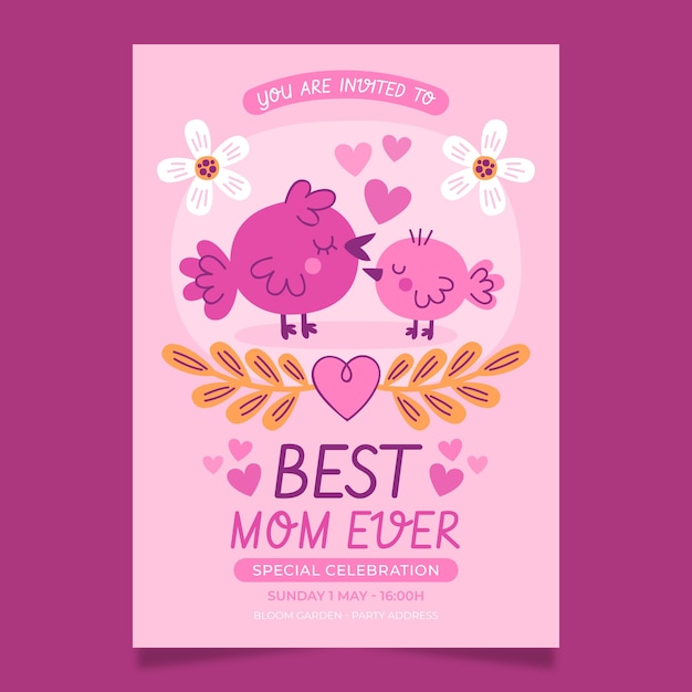 Flat mother's day invitation template