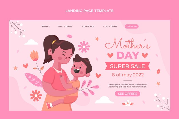 Flat mother's day landing page template