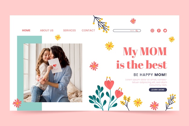 Flat mother's day landing page template