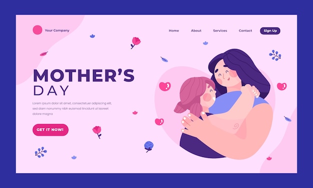 Flat mother's day landing page template