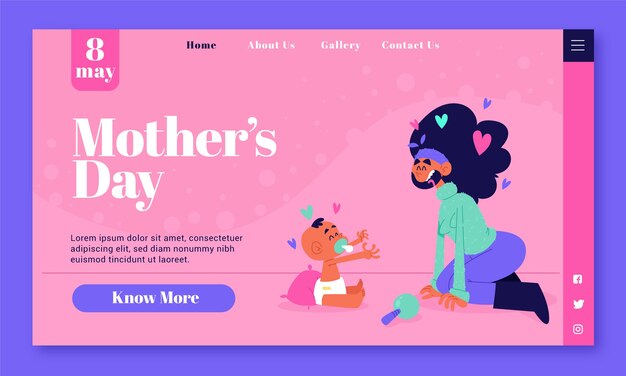 Flat mother's day landing page template