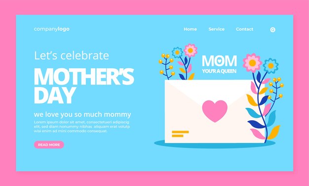 Flat mother's day landing page template